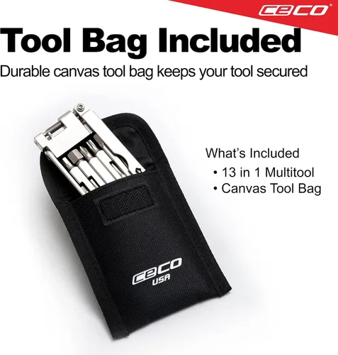 Miniatura 7 de CECO USA - Herramienta de bicicleta de 13 funciones con rompedor de cadena, multiherramienta para bicicleta, ultra delgada, tamaño de bolsillo