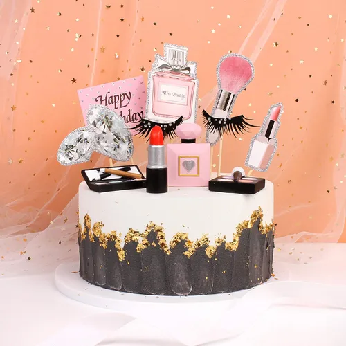 Miniatura 4 de Ercadio 4 piezas de resina para decoración de tartas, cosméticos 3D, lápiz labial, botella de perfume, para maquillaje, decoración de pasteles