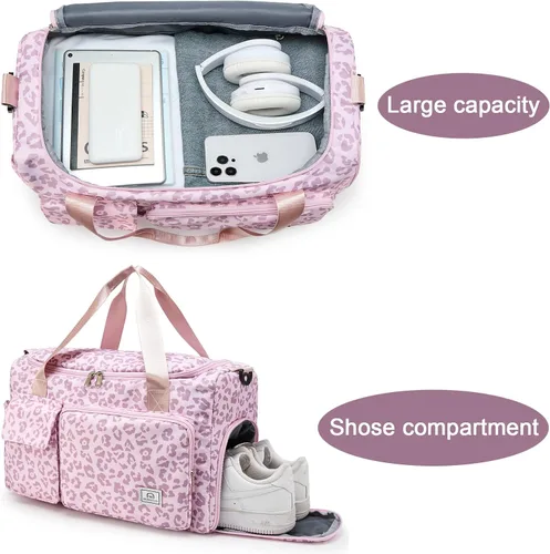 Miniatura 449 de Pequeña bolsa de gimnasio para mujer, bolsa de viaje con compartimento para zapatos