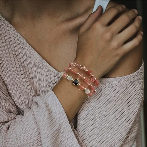 Miniatura 2 de Risyfjew Pulseras de amatista para mujer, pulsera de cuentas curativas de piedra natural, alivio del estrés y la ansiedad, cristales de sandía