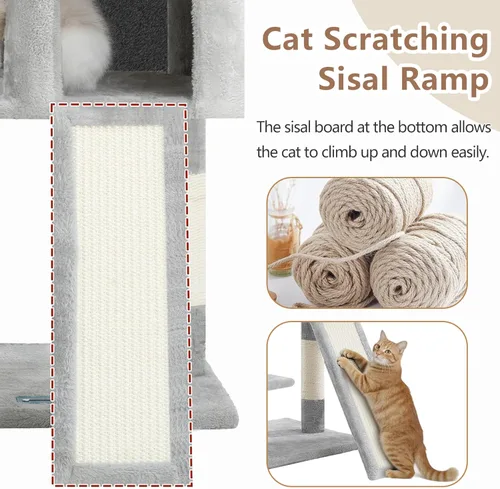 Miniatura 6 de Gitelsnour Árbol para gatos, torre para gatos con condominio, 2 cestas, plataforma grande, tabla para rascar, postes rascadores para gatos