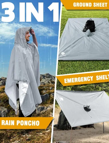 Miniatura 27 de ANYOO Poncho de lluvia con capucha para adultos, impermeable, ligero, para hombres y mujeres, chaqueta de lluvia reutilizable para emergencias al