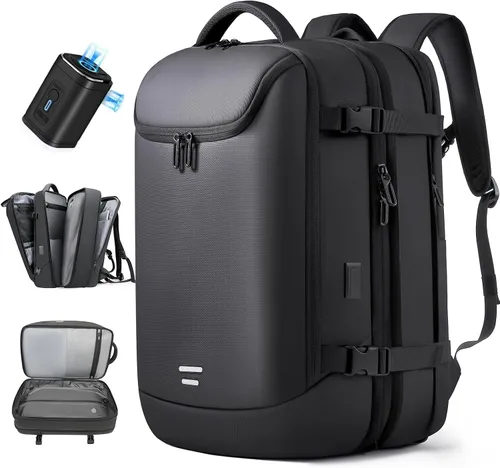 Miniatura 12 de TANGCORLE Mochila de viaje expandible aprobada para vuelos, mochila de 17.3 pulgadas para laptop de negocios para mujeres y hombres