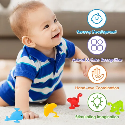 Miniatura 4 de Juguete de Baño con Ventosa para Niños de 3, 4, 5 Años, 10 Piezas de Ventosas de Animales para Bañera para Niños Pequeños, Herramientas para Ventana