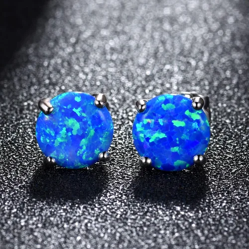 Miniatura 4 de CERSLIMO - Aretes de ópalo multicolor para mujer, 8mm