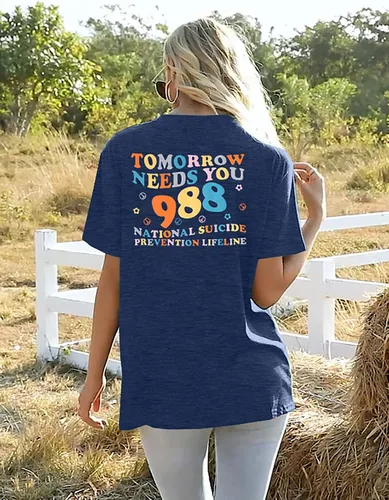 Miniatura 4 de FASHGL Mental Health Matters - Camiseta para mujer 988 para prevención del suicidio, camiseta divertida para terapeuta y psicólogo