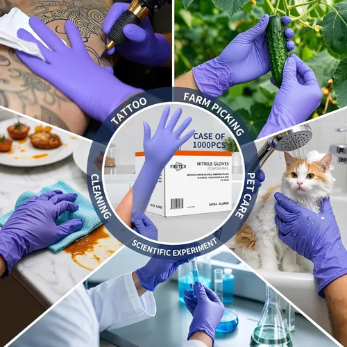 Miniatura 6 de FINITEX Guantes de examen de nitrilo azul hielo, sin polvo, 1000 guantes de limpieza médica y del hogar