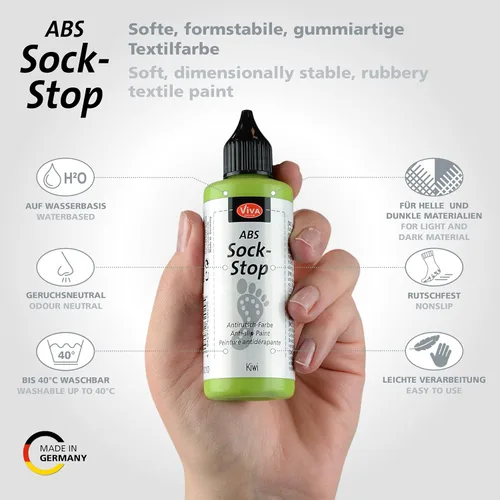 Miniatura 2 de Viva Decor ABS Sock Stop (2.77 onzas líquidas, Kiwi) – Pintura de tela para calcetines antideslizantes, tapetes de baño y más – sin látex, a base