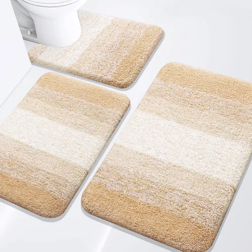 Miniatura 28 de Arotive - Juego de alfombras de baño de 3 piezas, alfombras de baño extra suaves y absorbentes, alfombrillas de baño lavables a máquina y que se