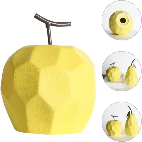 Miniatura 8 de BESPORTBLE Figuras de frutas de cerámica Escultura geométrica de manzana Escultura de cerámica Fruta de cerámica para el hogar Pantalla de cerámica