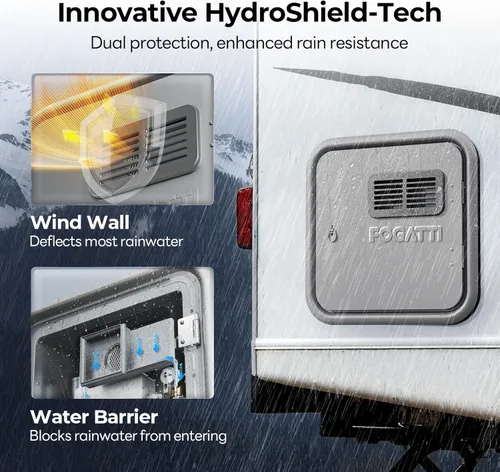 Miniatura 4 de FOGATTI Calentador de agua sin tanque para RV, 66,000 BTU máximos, 0.5-3.9 GPM de eficiencia energética, tanque de mezcla incorporado, puerta gris