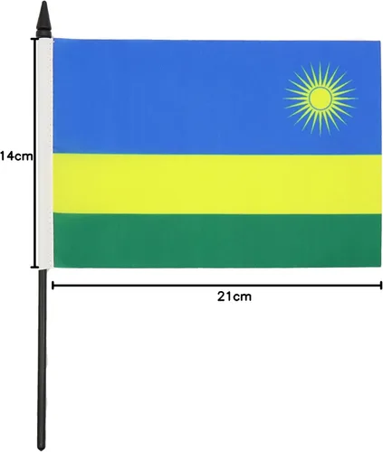 Miniatura 245 de AZ FLAG Sierra Leone Bandera de mesa 5'' x 8'' - Bandera de escritorio de Sierra Leona 21 x 14 cm - Bastón y base de plástico negro