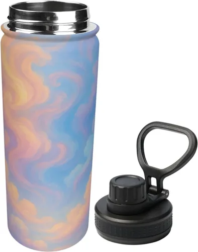 Miniatura 2 de Colorful Clouds Printed Insulated Water Bottle, 18oz Stainless Steel Funny Travel Mug, Leakproof Hot & Cold for Sports, Gym, Hiking