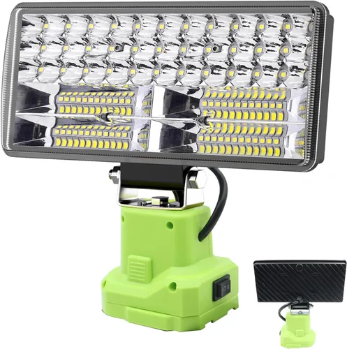 Luces de trabajo LED inalámbricas de 6000 lm de 38 W, compatibles con batería Ryobi de 18 V/20 V, linterna portátil súper brillante, luz de
