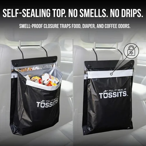 Miniatura 5 de Tossits Bolsas de basura desechables recicladas para automóvil, a prueba de fugas, a prueba de olores, bolsas de basura colgantes para automóvil