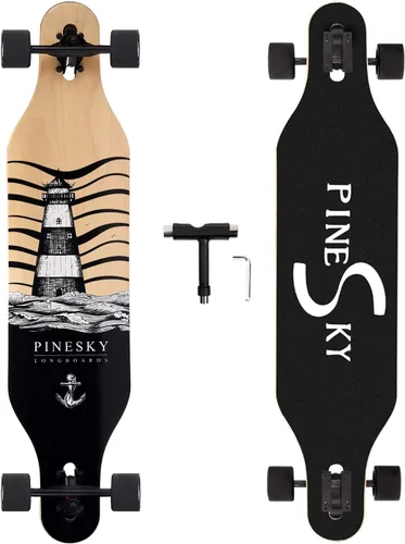 Miniatura 11 de Patineta longboard de 41 pulgadas, 8 capas, de arce natural, patineta completa para andar, cortar, hacer estilo libre y descender colinas