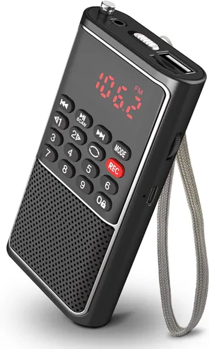 B01 Mini Radio FM Portátil USB, Reproductor de Tarjeta TF/SD/Ranura USB Soporte Reproducción de Mp3, Walkman de Bolsillo Radio Pequeña con Llave de