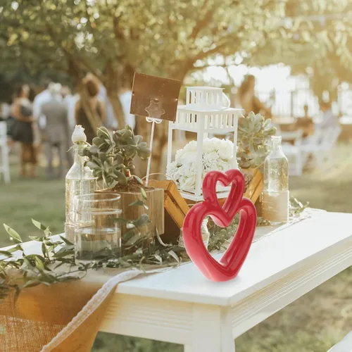 Miniatura 6 de Abaodam Figura de corazón de boda, adorno de corazón de cerámica, decoración romántica para estante de escritorio, hogar, oficina, aniversario