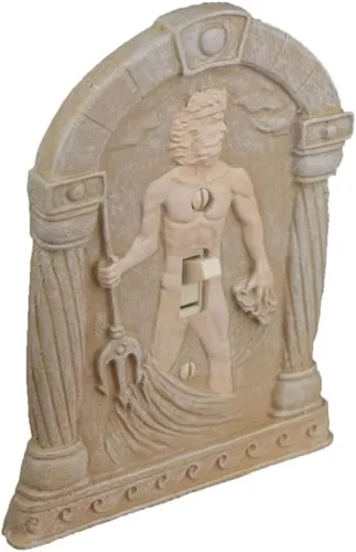 Miniatura 3 de Poseidón Dios del Mar Cubierta de Interruptor de Luz Esculpida en 3D - Cubierta de Placa de Interruptor de Pared de Poliresina de Palanca Simple