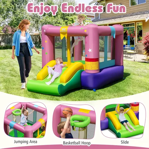 Miniatura 3 de BOUNTECH Casa inflable de rebote para niños de 3 a 12 años para interiores y exteriores con soplador de 480 W, área de salto, tobogán, juego