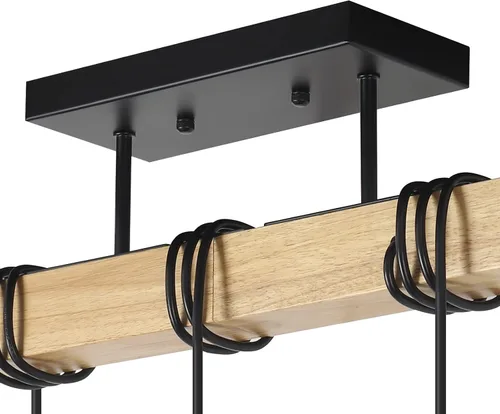 Miniatura 5 de Lámpara de Techo Estilo Granja de 3 Luces de Madera Montaje Semi Empotrado Luminaria de Techo Industrial para Dormitorio, Sala de Estar, Entrada