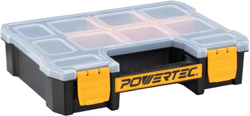Miniatura 9 de POWERTEC Caja organizadora de herramientas apilable con separadores extraíbles, 17 compartimentos, entrelazado, diseño portátil, paquete de 2 Caja