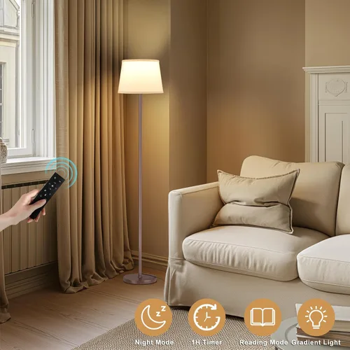 Miniatura 8 de Raexpectis Lámparas de pie mejoradas para sala de estar, lámpara de pie moderna con control remoto, colores regulables, temperatura