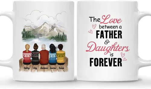 Miniatura 18 de Gossby Taza personalizada (3 hijas) Thank You Dad For Everything, taza personalizada para papá, de regalo, día del padre, cumpleaños, 11 onzas, 15 3