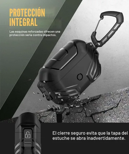 Miniatura 3 de MOBOSI Funda para AirPods Pro 2 con cerradura, compatible con funda Airpod Pro de 2ª/1ª generación, funda protectora de grado militar con kit