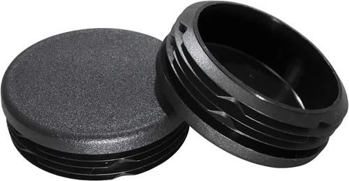 Miniatura 12 de Prescott Plastics 2” (50.8mm) de diámetro exterior, tapas de agujero de plástico acanaladas redondas, tapas de extremo de tubo metálico negro