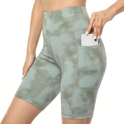 UURUN Pantalones cortos de yoga para mujer, pantalones cortos de ciclista de cintura alta, pantalones cortos de entrenamiento con control de abdomen