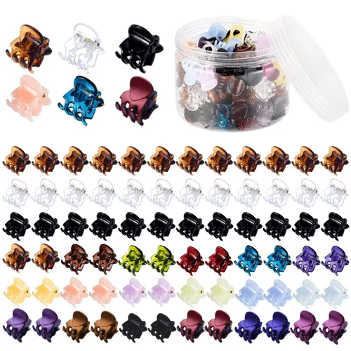Funtopia - Mini pinzas para el cabello para niñas y mujeres, 72 pinzas pequeñas para el cabello, pinzas antideslizantes de plástico (colores 1.