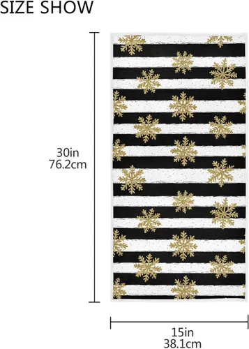 Miniatura 3 de Pfrewn Toallas de mano doradas a rayas negras de 16 x 30 pulgadas, toalla de baño rústica de Navidad, invierno, ultra suave, altamente absorbente