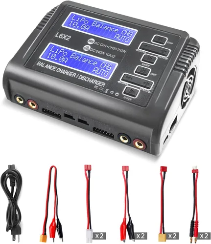 LiPo Cargador de batería Dual RC Cargador de batería Descargador 240W 10A para 1-6S LiPo LiHV Li-ion Life 1-15S NiCD NiMH PB Baterías inteligentes,