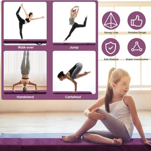 Miniatura 9 de FBSPORT - Barra de equilibrio plegable de 8 pies, 9 pies, 9.5 pies; viga de gimnasia de espuma, viga de equilibrio plegable para niños y adultos