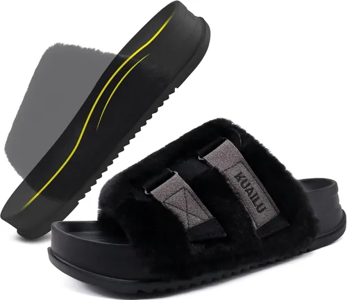 Miniatura 22 de KuaiLu Pantuflas ortopédicas para mujer con soporte de arco, sandalias acolchadas suaves para mujer, sandalias de moda con punta abierta, de piel