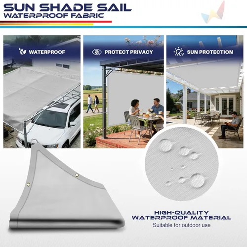Miniatura 3 de Windscreen4less Toldo impermeable de 10 x 25 pies, con borde recto, para exteriores, bloqueo UV, para césped, patio, jardín, terraza, pérgola