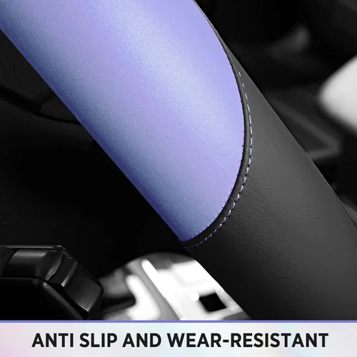Miniatura 8 de Road Comforts Funda para Volante – Funda para Volante de Cuero Transpirable, Agarre Antideslizante, Ajuste Universal de 14.5" a 15", Resistente al