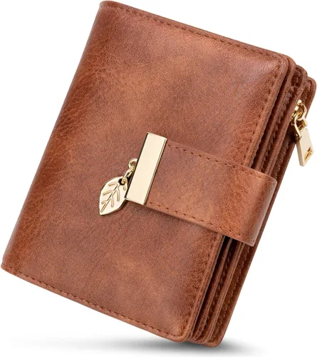 Miniatura 12 de HUANLANG Carteras pequeñas para mujer, con bloqueo Rfid, de cuero, plegable, tarjetero para tarjetas de crédito, cartera para mujer, bolsillo