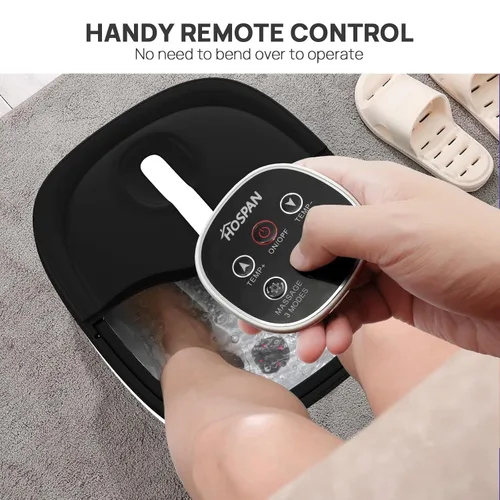 Miniatura 7 de HOSPAN Masaje giratorio eléctrico plegable para pies, baño de pies con calor, burbujas, control remoto y 24 bolas de masaje Shiatsu motorizadas. Spa