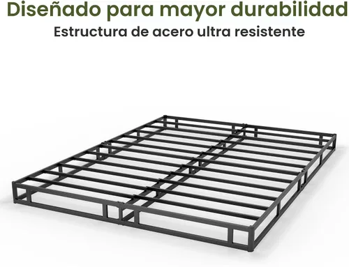 Miniatura 6 de GRUSIGN Base de colchón de metal de 5 pulgadas para cama Queen, montaje rápido, base de colchón de metal tamaño Queen con funda de tela, marco