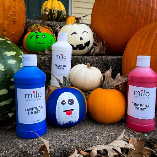 Miniatura 8 de milo Pintura lavable 12 colores botellas de 8 onzas Fabricado en los Estados Unidos Pintura al temple segura y no tóxica para artes