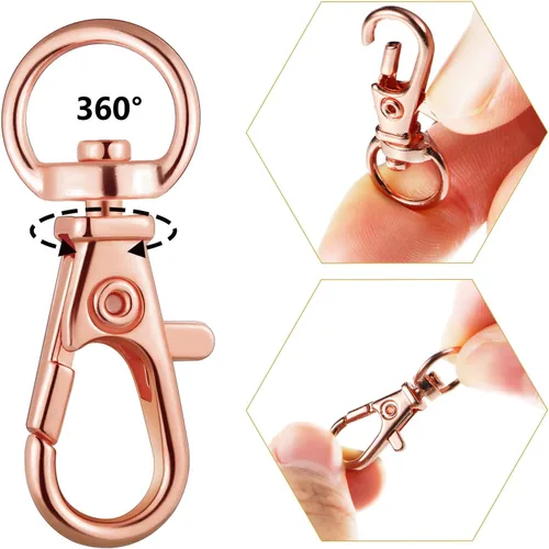 Miniatura 4 de Hotop Juego de 100 cierres giratorios de 50 piezas con 50 anillos de llavero, ganchos de clip para llavero de langosta para llavero, joyería
