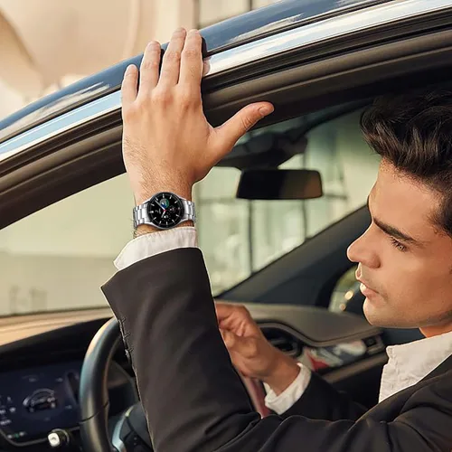Miniatura 6 de Lenrao Compatible con Galaxy Watch 6/Watch 5, correa clásica de 1.57 a 1.77 pulgadas, correa de metal de acero inoxidable
