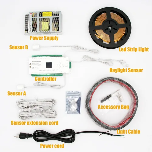 Miniatura 6 de SSL-5616 - Juego completo de iluminación LED con sensor de movimiento inteligente, tira de luz LED cortable de 40 pulgadas para escaleras, luces LED