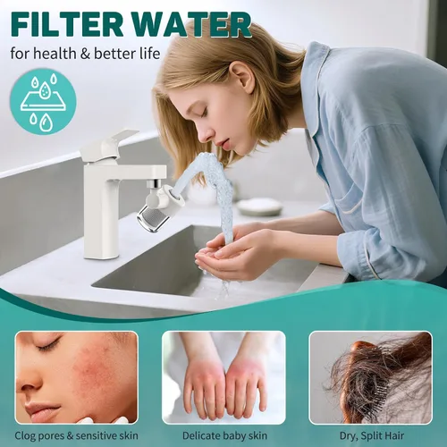 Miniatura 4 de 2 cartuchos de filtro de agua de fibra de carbono: el purificador de carbono reduce el 99% de cloro, dura 528 galones de agua del grifo, cartucho