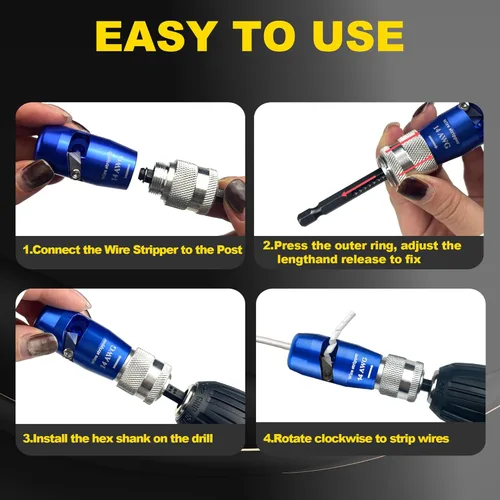 Miniatura 6 de Regulaciones de EE. UU. para taladro, incluye kit de conector de torsión de alambre, electricista profesional taladra rápidamente herramientas