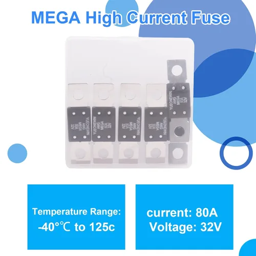 Miniatura 4 de Fusibles de alta corriente Mega/Amg 80A – 6 piezas de retardo de tiempo de fusibles automáticos atornillados para automóviles, camiones, vehículos