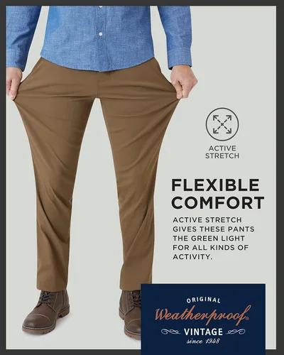 Miniatura 6 de Weatherproof Vintage Pantalones de excursión de ajuste regular para hombre, ultra elásticos, informales, con parte delantera plana