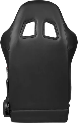Miniatura 2 de IKON MOTORSPORTS, Asientos universales para vehículos de carreras con deslizadores dobles, de piel sintética negra con rayas blancas, reclinable